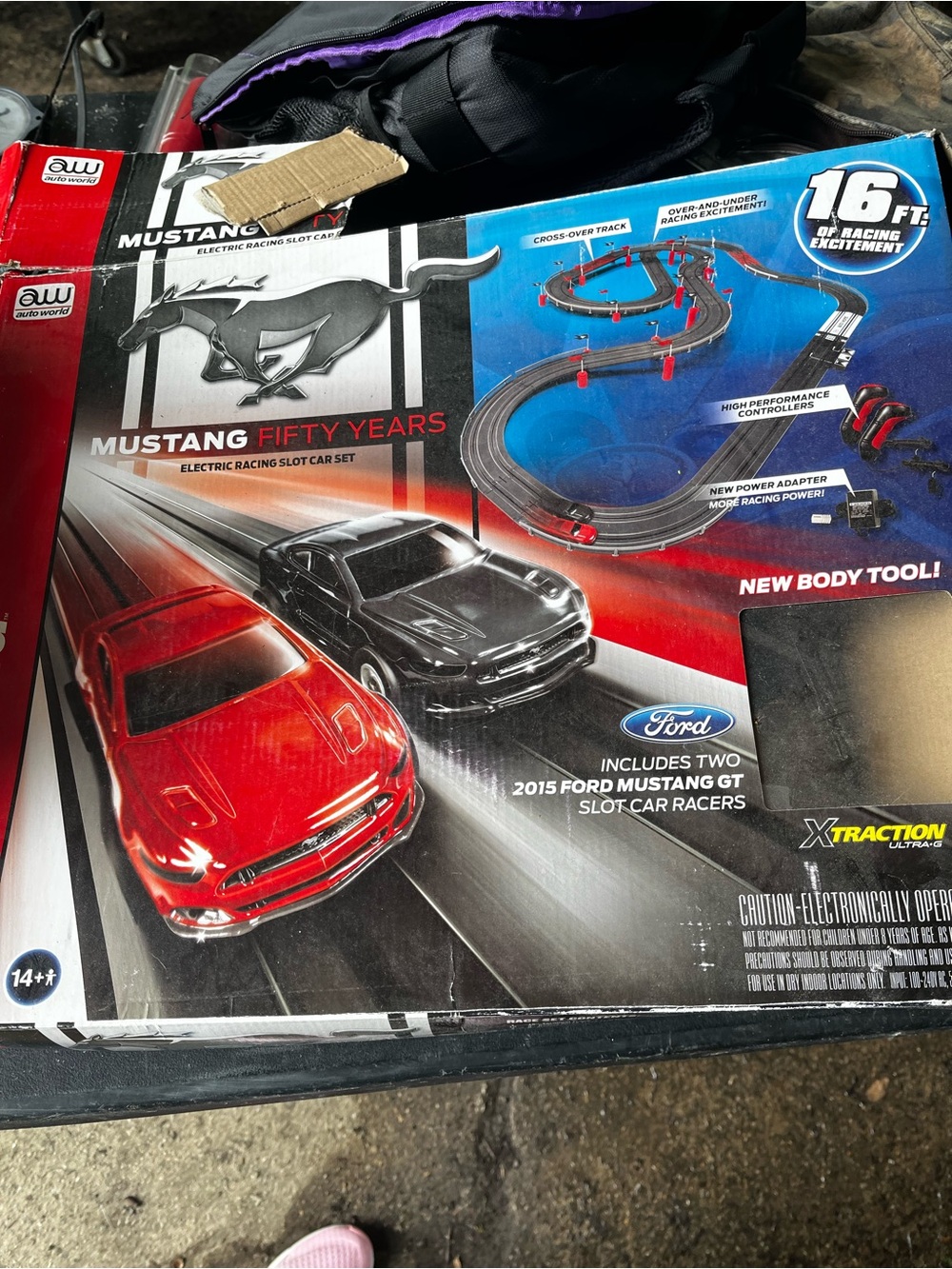 Auto world mustang 50 years Ford  Mustang electric racing Slot Car Set